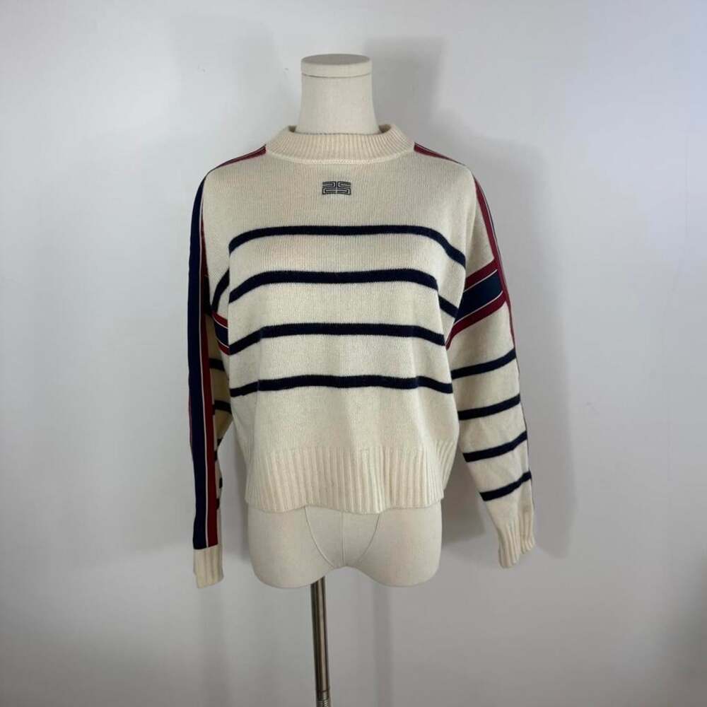 Sandro Paris “Saylor” Striped Sweater in Ecru/Navy | Women’s Size Small
